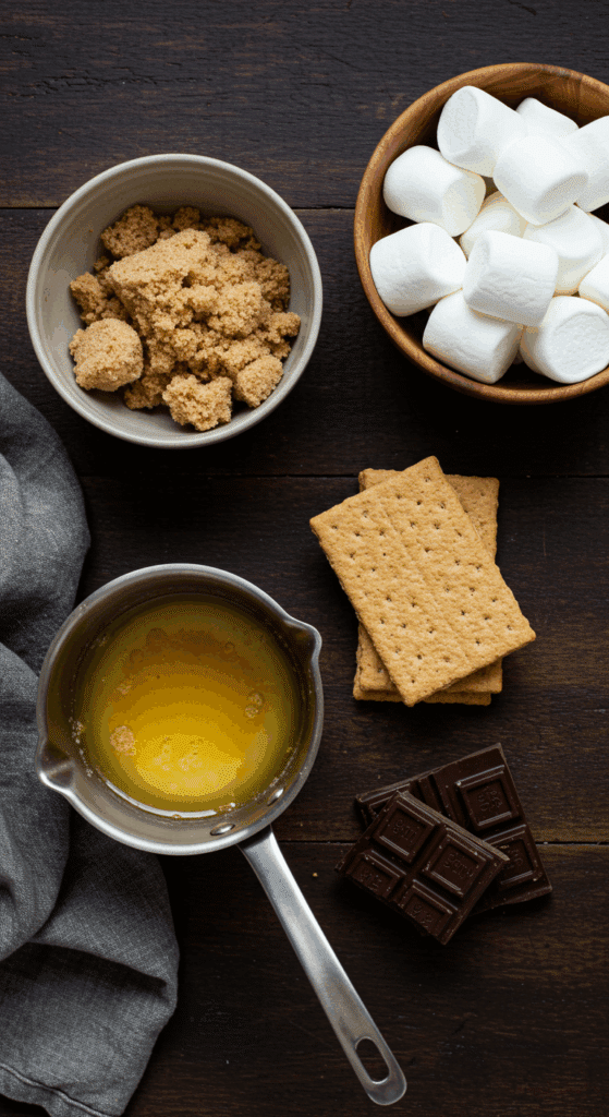 The ingredients for the brown butter Chocolate Chip S’mores Cookies.
