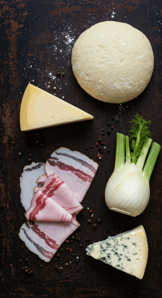 Gourmet ingredients for the Grilled White Pizza appetizer.