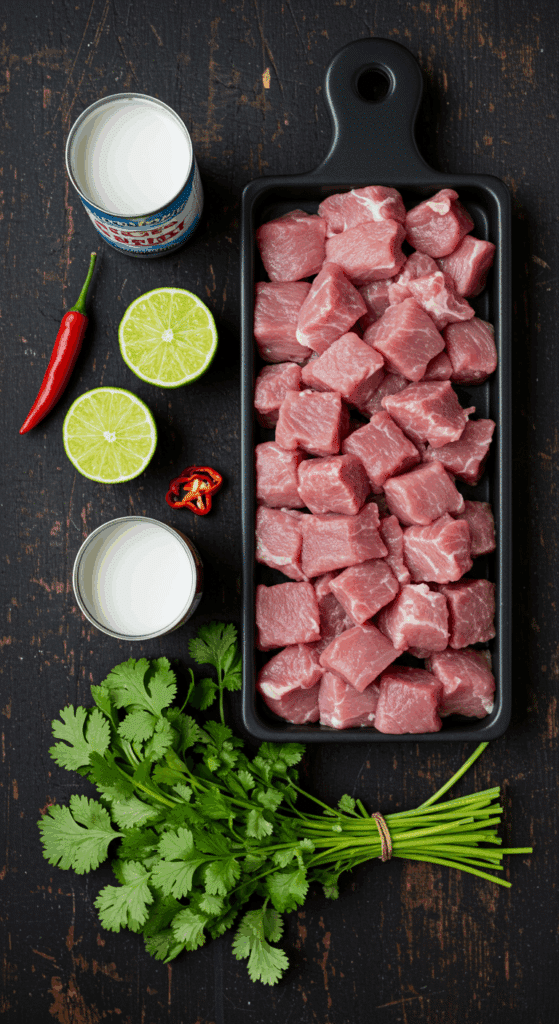 Ingredients for the Pork Satay marinade and peanut sauce.