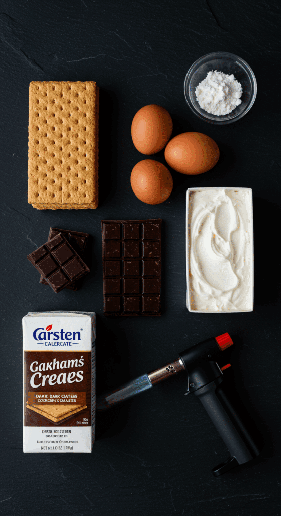 The simple, high-quality ingredients for the No-Bake S'mores Tart recipe.