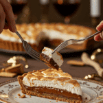 A perfect slice of the No-Bake S'mores Tart being served at an elegant dinner party.