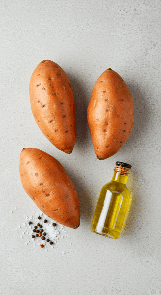 The simple, fresh ingredients for the Air Fryer Sweet Potatoes recipe.