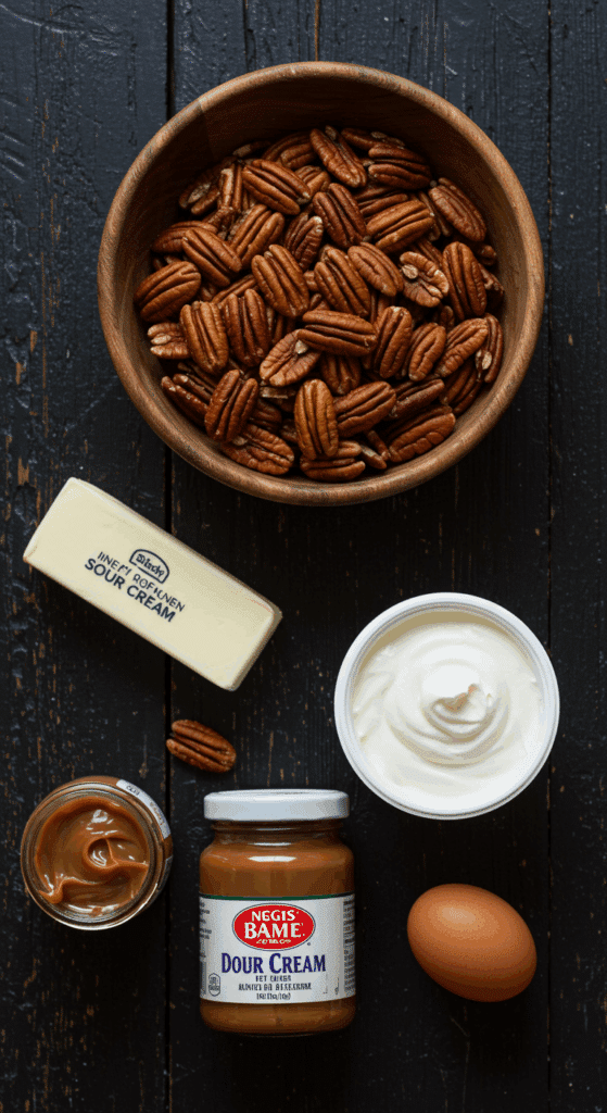 The classic, from-scratch ingredients for the gourmet Pecan Pie Cupcakes with brown-butter frosting.