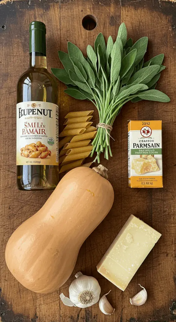 The fresh, from-scratch ingredients for the creamy and rustic Butternut Squash Pastasotto recipe.
