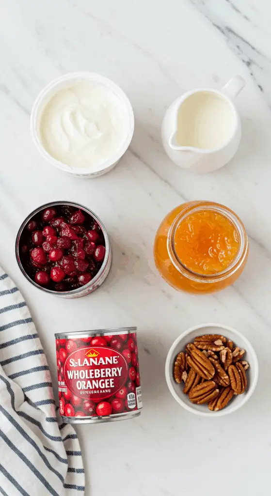 The simple, fresh ingredients for the easy, no-bake Cranberry Orange Parfait recipe.