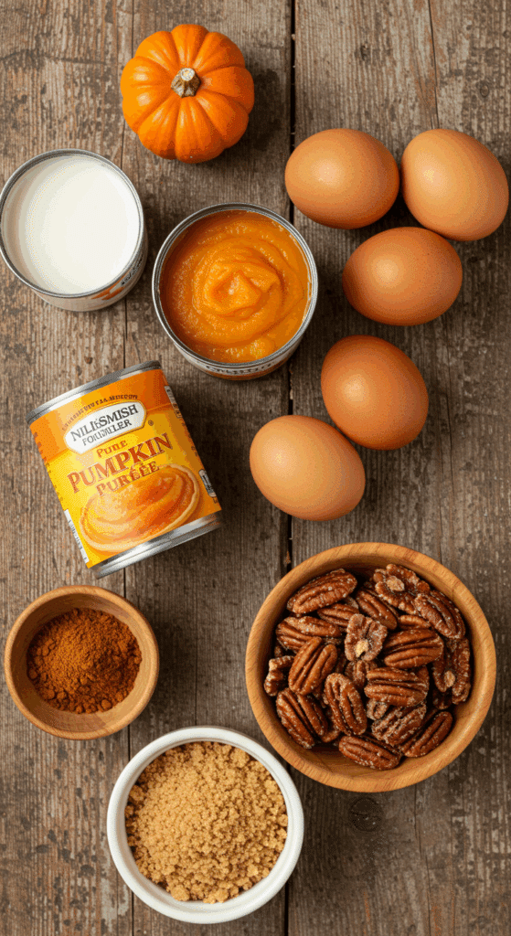 The simple, from-scratch ingredients for the easy, gluten-free Crustless Pumpkin Pie recipe.