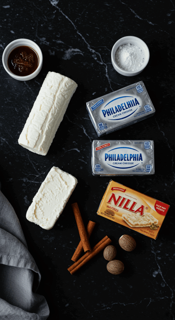 The simple, classic ingredients for the from-scratch, elegant Goat Cheese Cheesecake recipe.