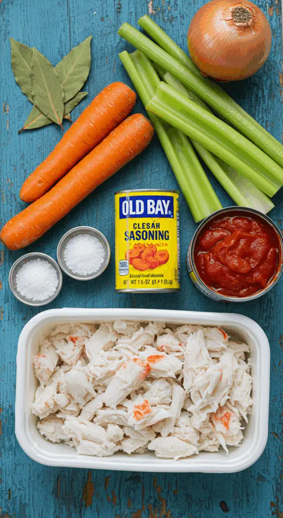The fresh, authentic ingredients for the classic, from-scratch Maryland Crab Soup recipe.