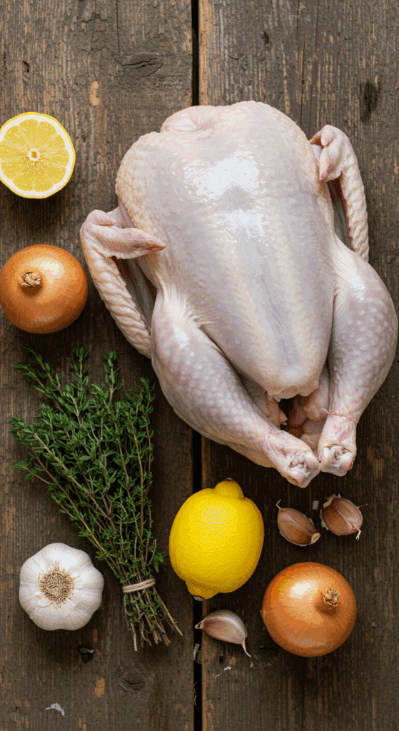 The simple, classic ingredients for the Perfect Roast Turkey recipe.