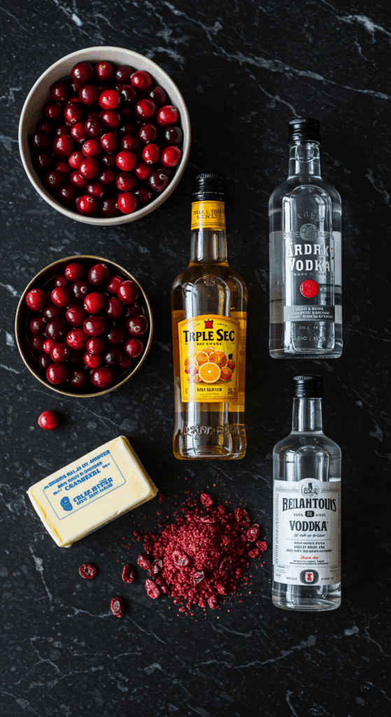 The elegant, from-scratch ingredients for the unique Cranberry Chiffon Pie recipe.