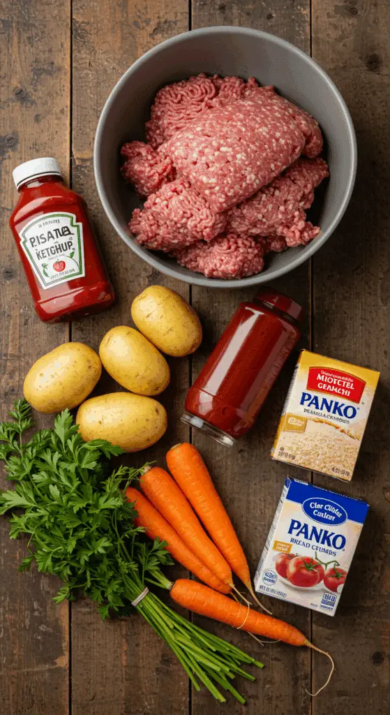 The classic, from-scratch ingredients for the homemade Slow-Cooker Meatloaf recipe.