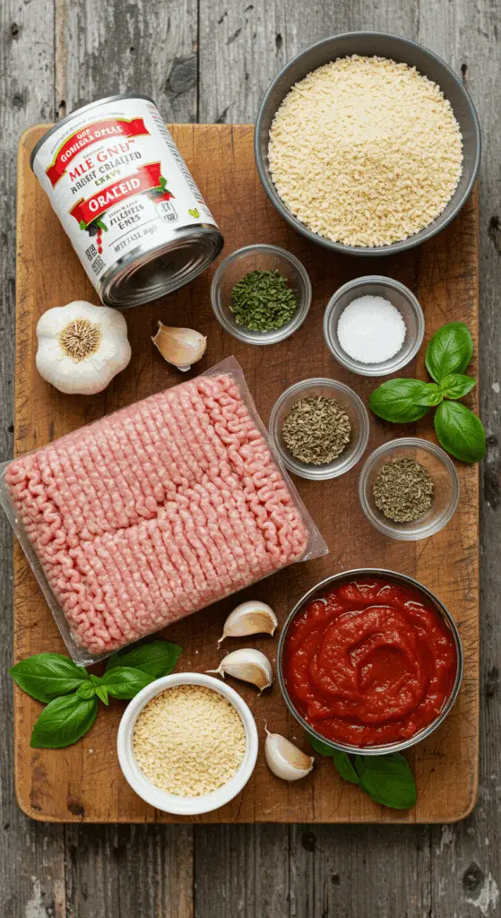 The fresh, wholesome ingredients for the hearty, from-scratch Slow Cooker Turkey Meatballs recipe.