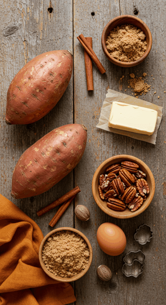 The classic, from-scratch ingredients for the homemade Sweet Potato Pie Cookies recipe.