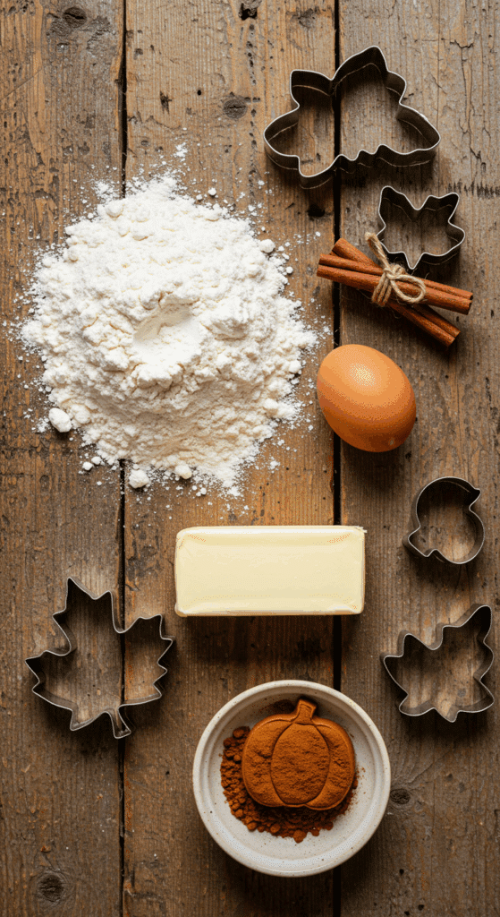 The classic, from-scratch ingredients for the Spiced Thanksgiving Sugar Cookies recipe.