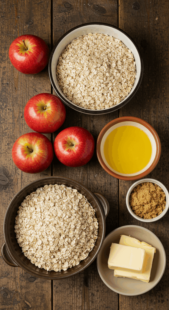 The fresh, seasonal ingredients for the easy Sheet-Pan Apple Crumble recipe.