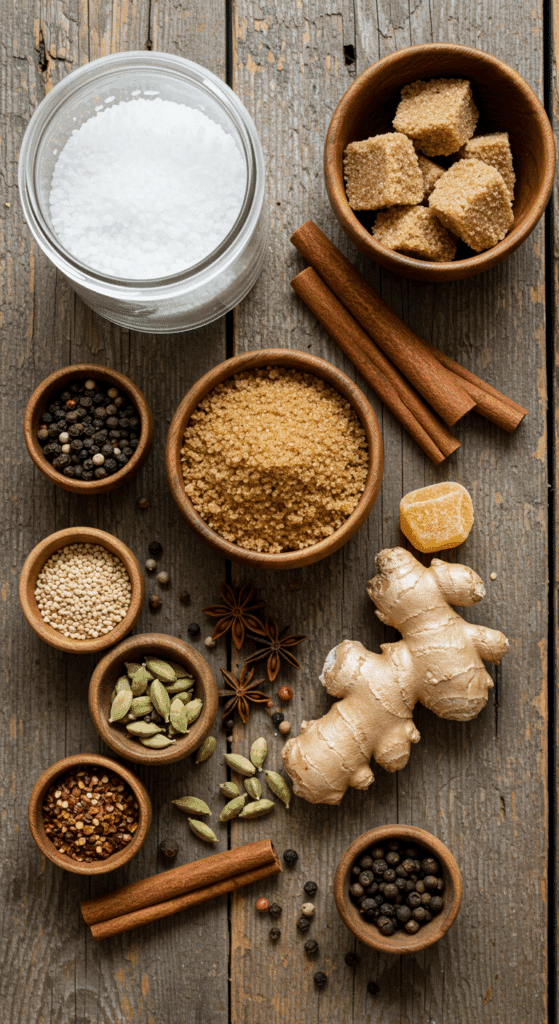 The unique, flavorful ingredients for the best Thanksgiving Turkey Brine recipe.