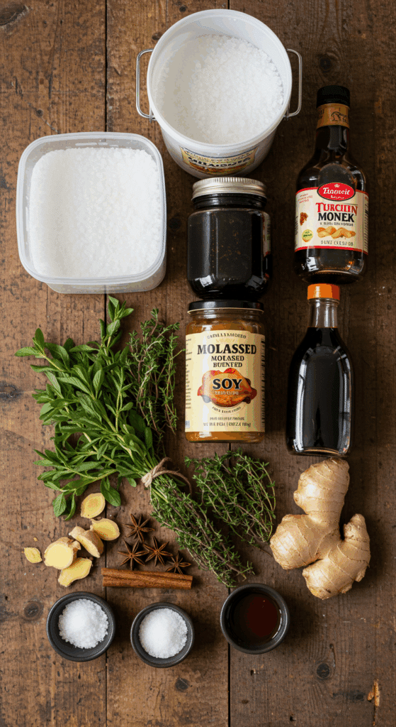 The unique, flavorful ingredients for the best Thanksgiving Turkey Brine recipe.