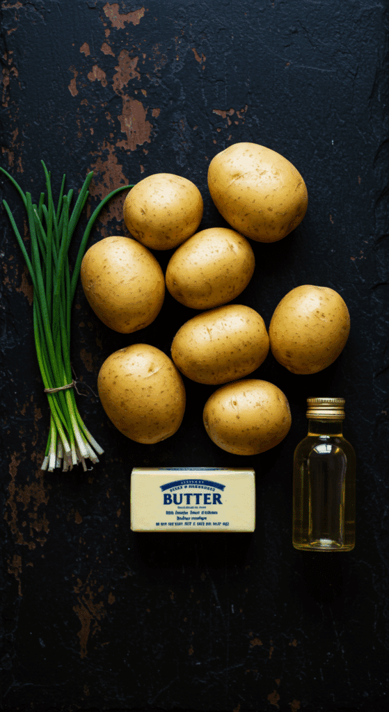 The simple, rustic ingredients for the Crispy Mashed Potatoes recipe.