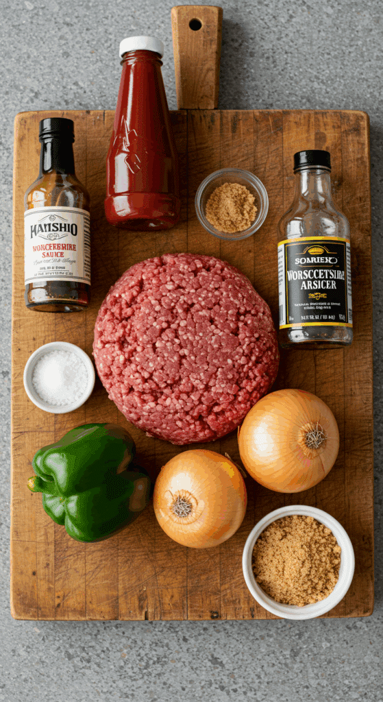 The simple, classic ingredients for a homemade Sloppy Joes recipe from scratch.