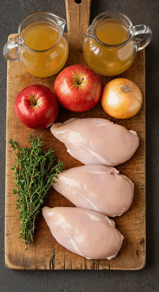 The simple, fresh ingredients for the easy and healthy Autumn Harvest Chicken Skillet recipe.