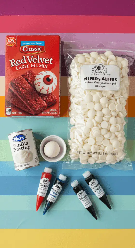 The simple, from-scratch ingredients for the easy and spooky "Cake Eyeballs" recipe.