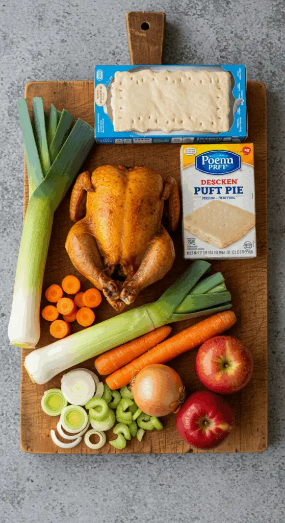 The fresh, from-scratch ingredients for the easy and classic Deconstructed Chicken Pot Pie recipe.