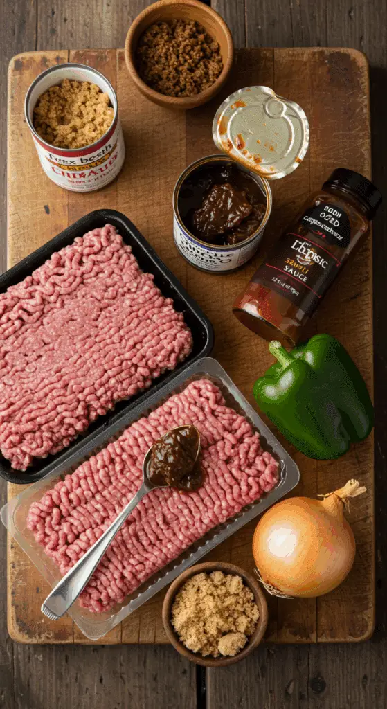 The simple, from-scratch ingredients for the classic and smoky Chipotle Sloppy Joe recipe.