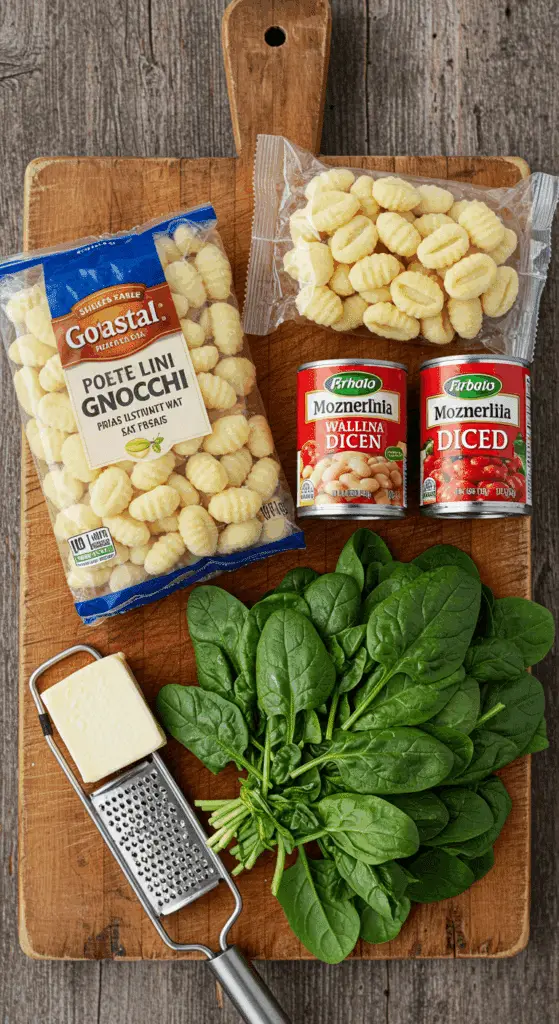 The simple, from-scratch ingredients for the hearty and easy One-Pan Skillet Gnocchi recipe.