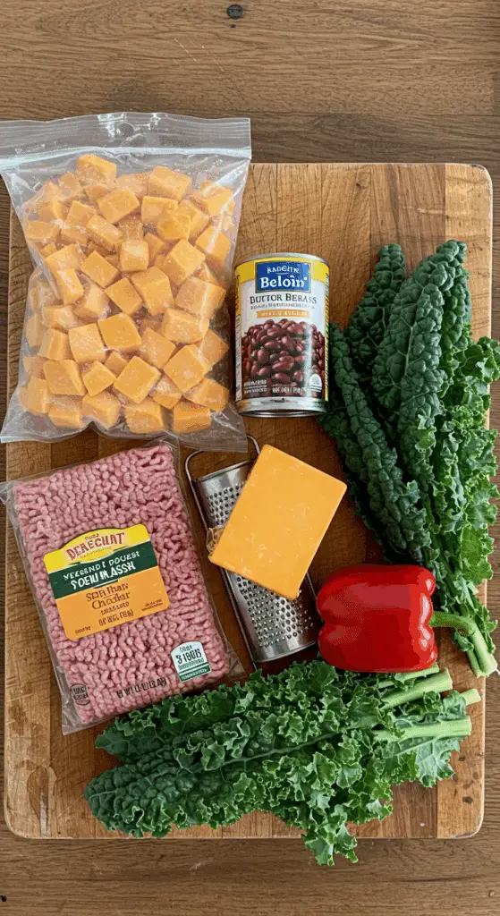 The simple, fresh ingredients for the easy and healthy Ground Beef and Butternut Squash Casserole recipe.