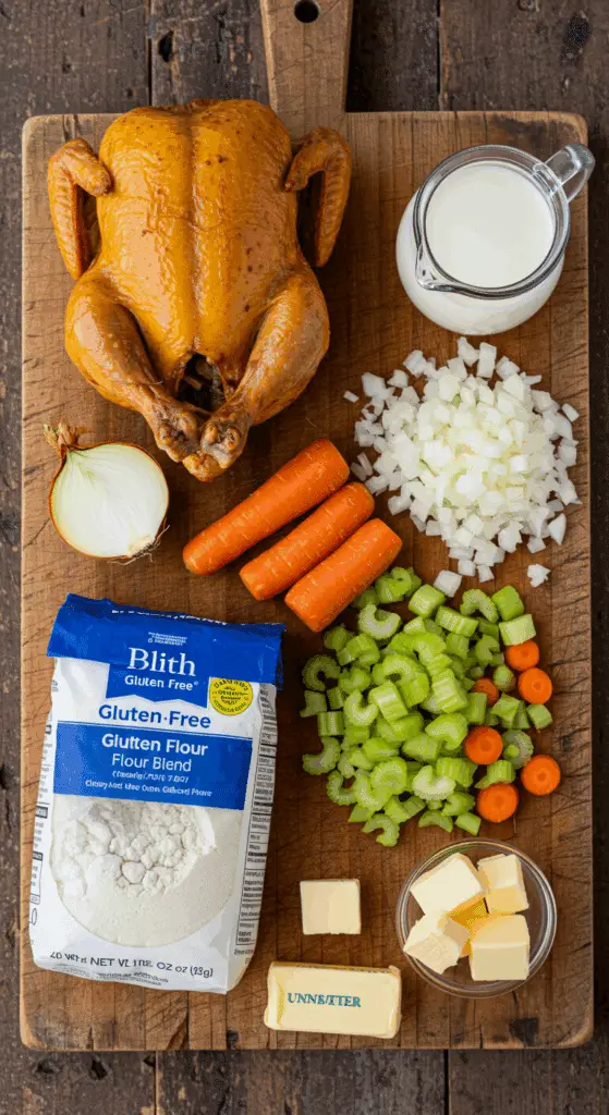The simple, from-scratch ingredients for the classic and easy Gluten-Free Chicken Pot Pie recipe.