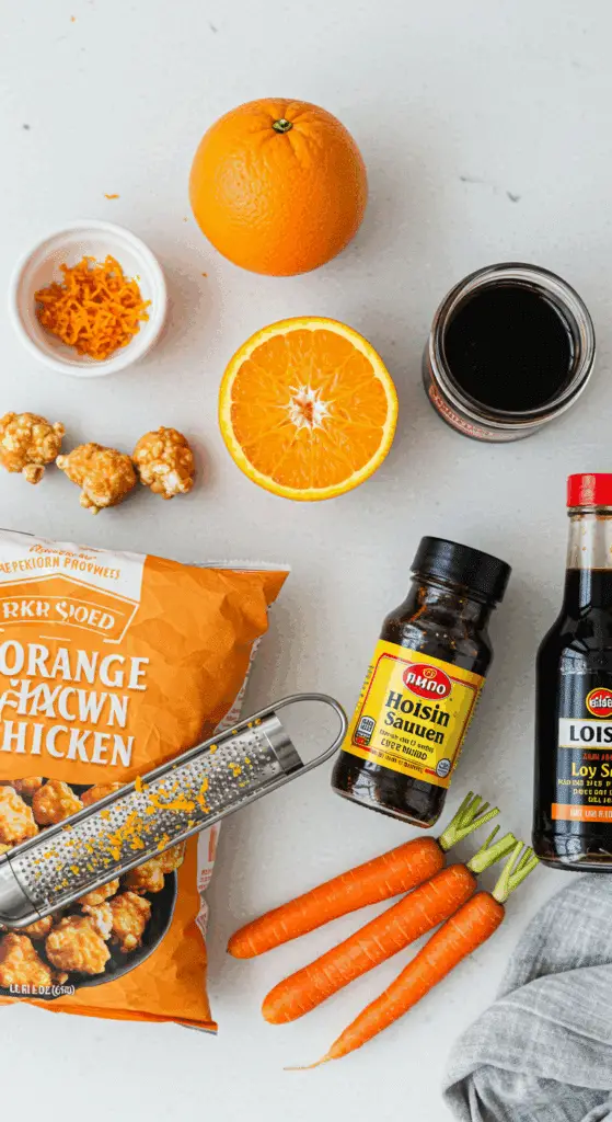 The simple, shortcut ingredients for the quick and easy Orange Chicken recipe.