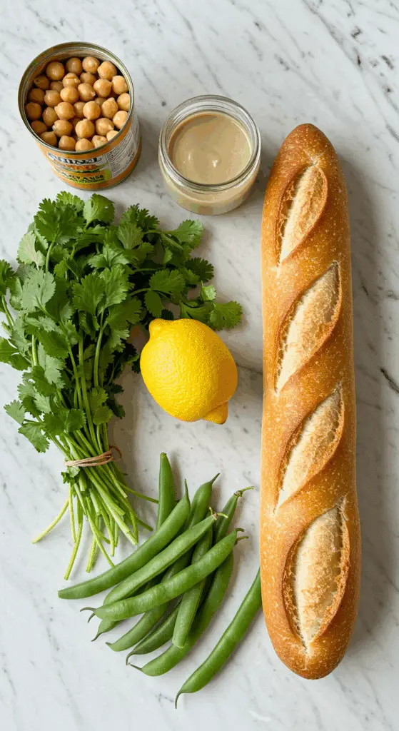The simple, fresh ingredients for the healthy, from-scratch, and vegan Chickpea Salad Sandwich recipe.