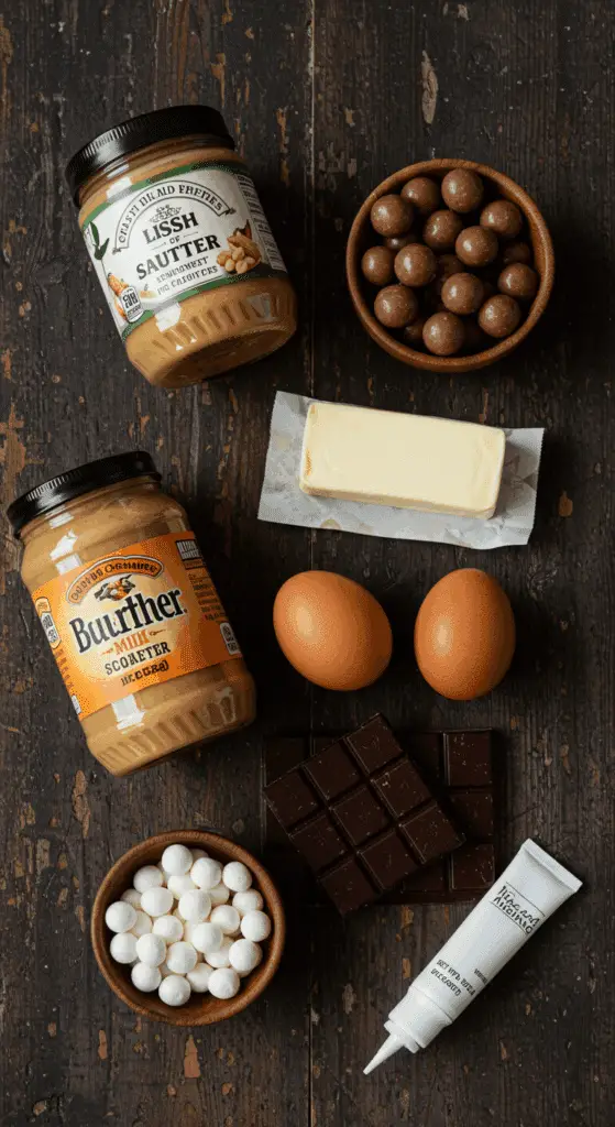The simple, from-scratch ingredients for the easy and spooky Peanut Butter Spider Cookies recipe.