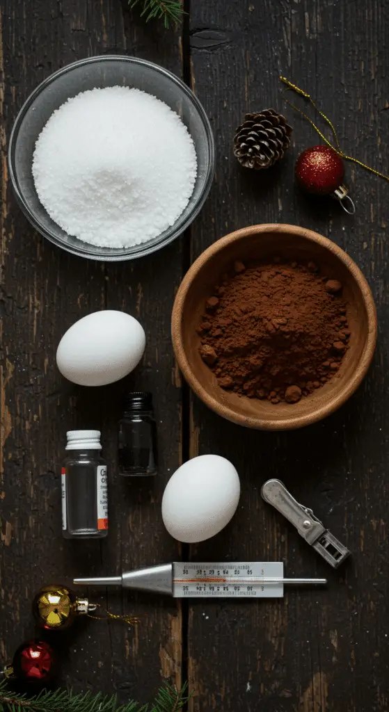 The simple, from-scratch ingredients for the easy and festive Christmas Coal Candy.