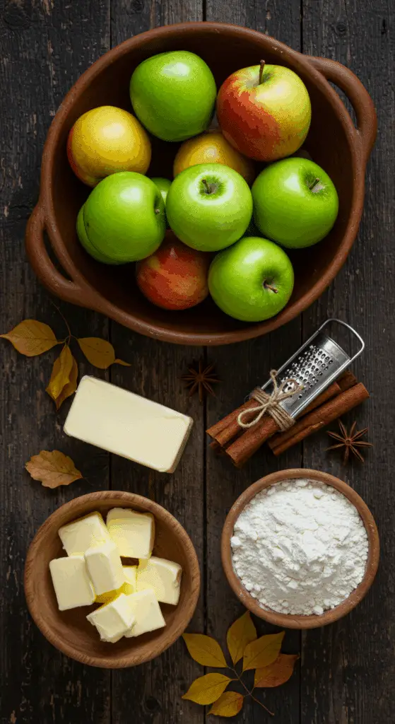 The simple, from-scratch ingredients for the classic and impressive Holiday Apple Pie.