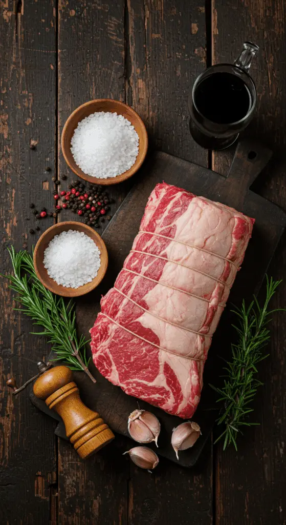 The simple, from-scratch ingredients for the classic and impressive Holiday Sunday Rib Roast.