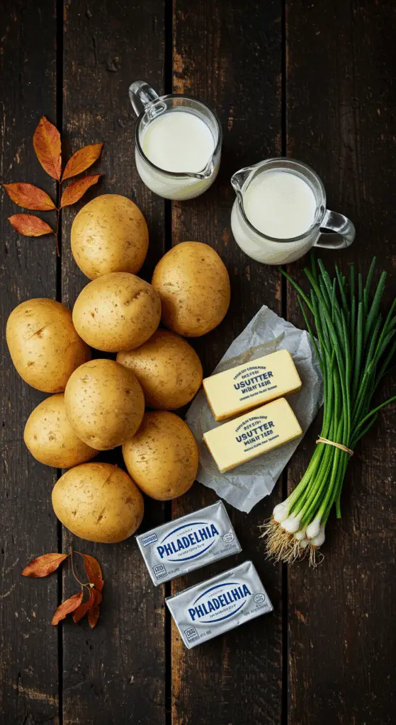 The simple, from-scratch ingredients for the classic and impressive Holiday Creamy Mashed Potatoes.