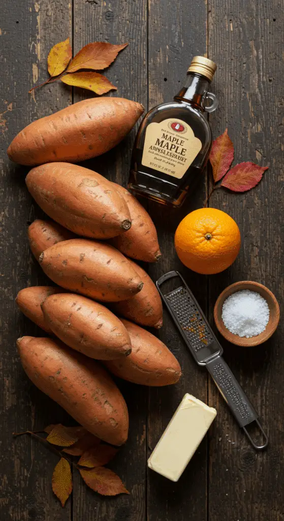 The simple, from-scratch ingredients for the classic and impressive Holiday Maple Mashed Sweet Potatoes.A beautiful, fresh sweet potato and a few simple, classic ingredients are all you need to create this stunning and delicious holiday side dish.