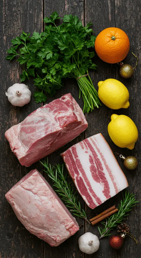 The simple, from-scratch ingredients for the classic and impressive Holiday Porchetta.