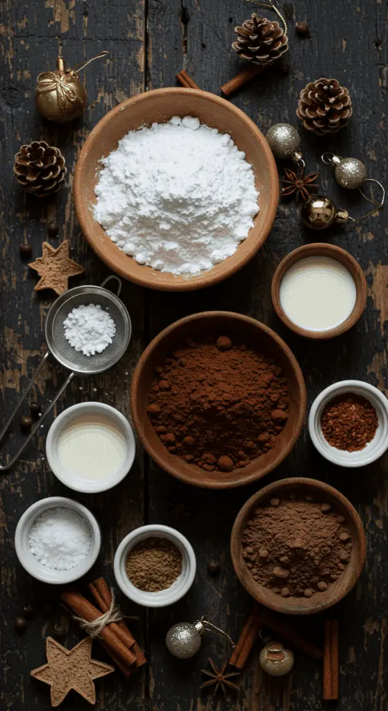 The simple, from-scratch ingredients for the classic and easy Homemade Hot Cocoa Mix.