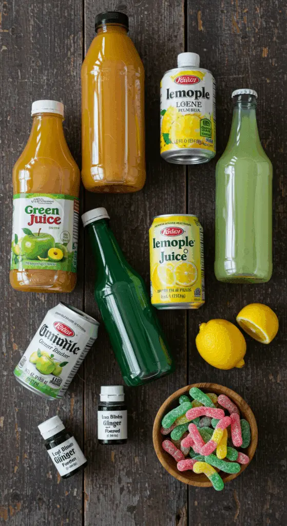 The simple, from-scratch ingredients for the easy and spooky "Mummy's Brew" Green Apple Punch recipe.