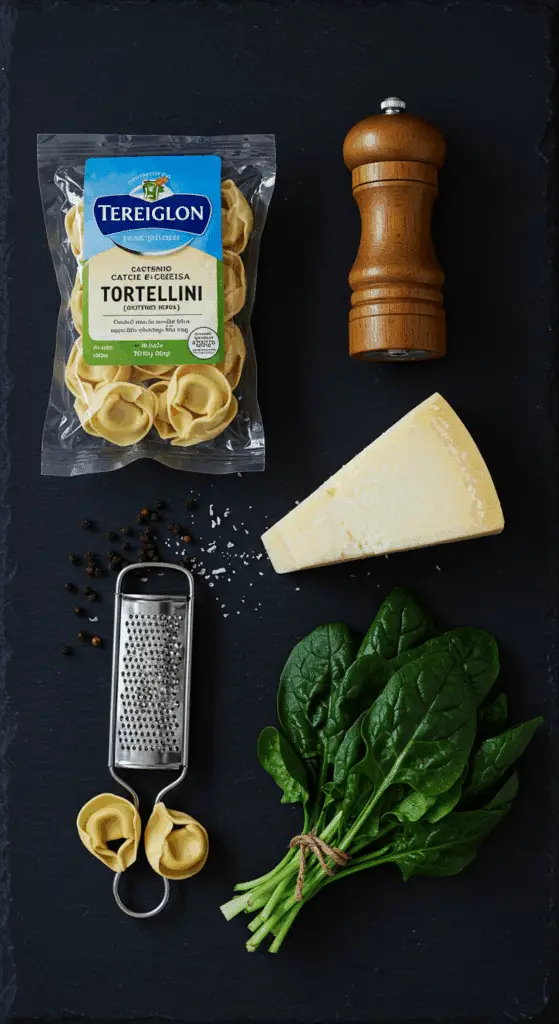 The simple, from-scratch, high-quality ingredients for the classic and easy Cacio e Pepe Tortellini recipe.