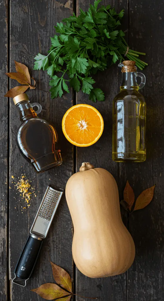 The simple, from-scratch ingredients for the classic and impressive Holiday Roasted Butternut Squash.