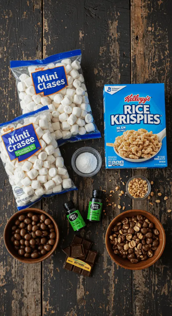The simple, from-scratch ingredients for the easy and spooky Halloween Crispy Rice Treats.
