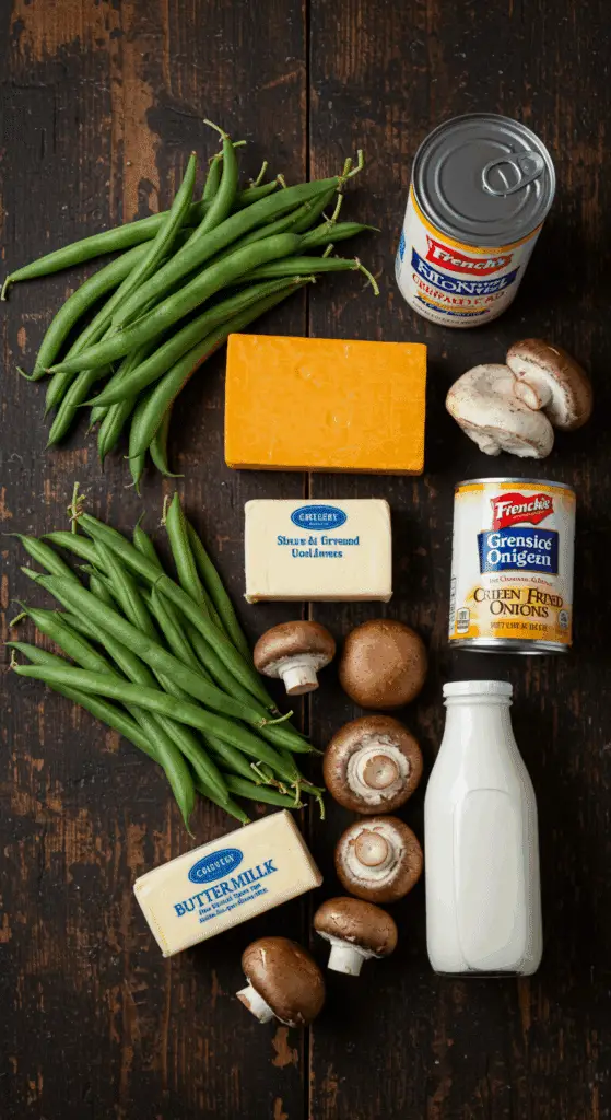 The simple, from-scratch ingredients for the classic and savory Green Bean Cobbler.