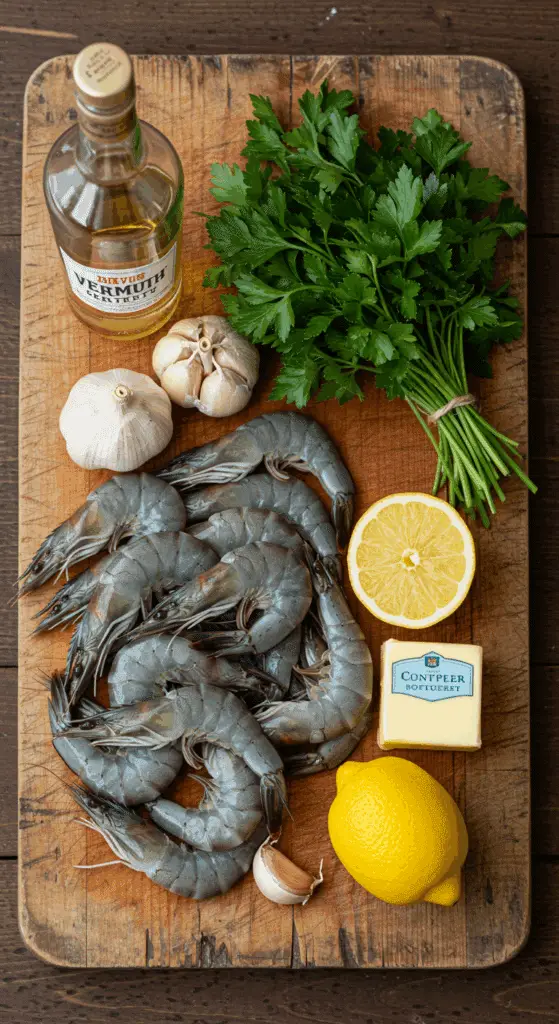 The simple, fresh ingredients for the classic and easy Shrimp Scampi recipe.