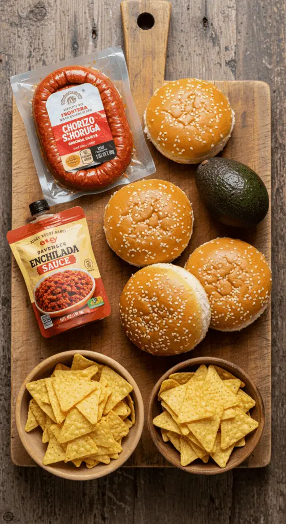 The simple, fresh ingredients for the easy and spicy Chorizo Sloppy Joe recipe.
