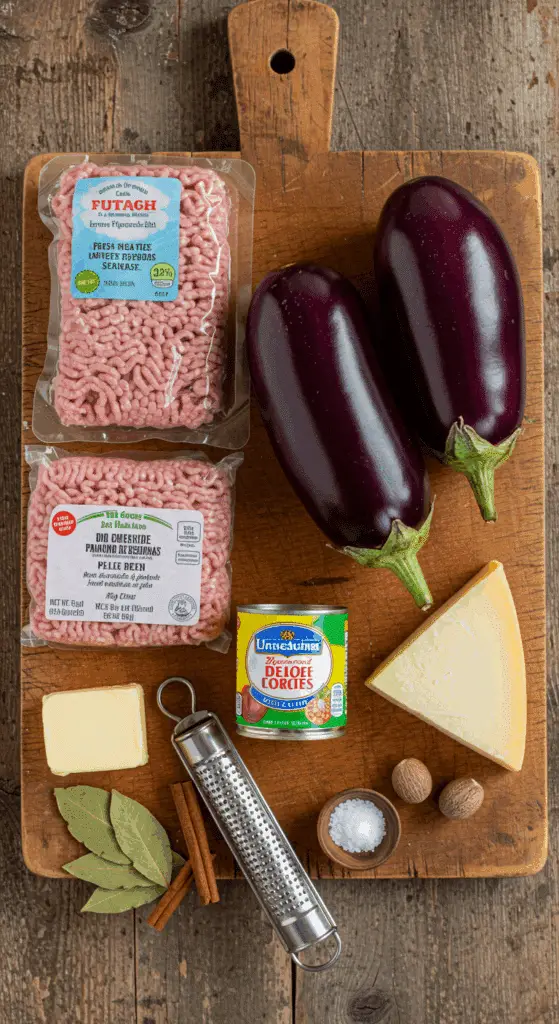 The simple, from-scratch ingredients for the classic and healthy Ground Turkey Moussaka recipe.