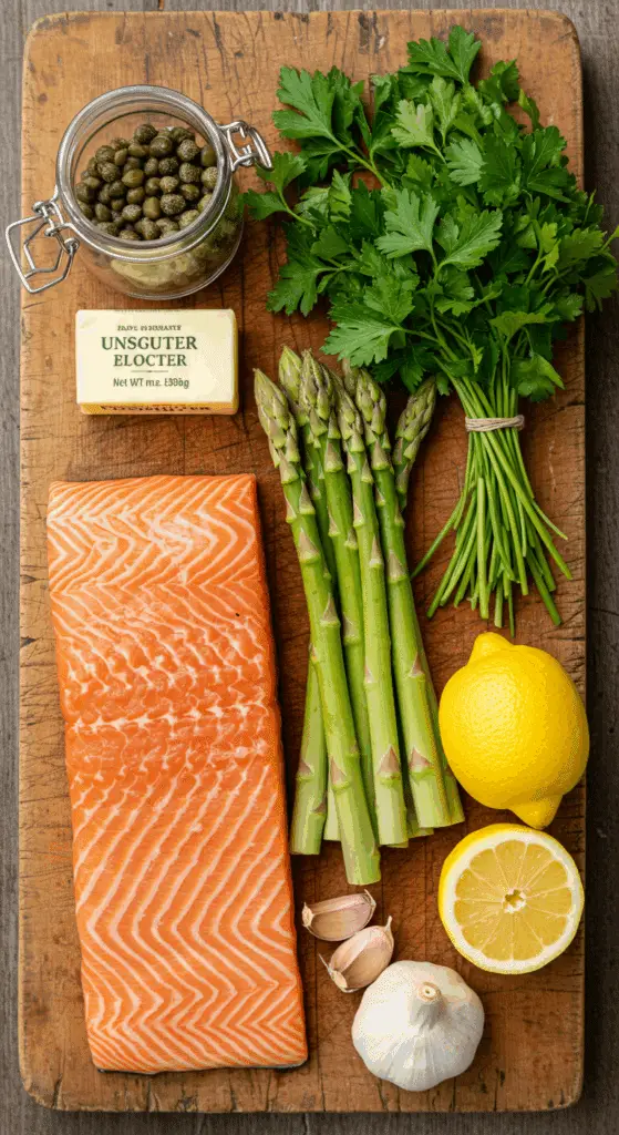 The simple, fresh ingredients for the classic and easy Sheet Pan Salmon and Asparagus recipe.