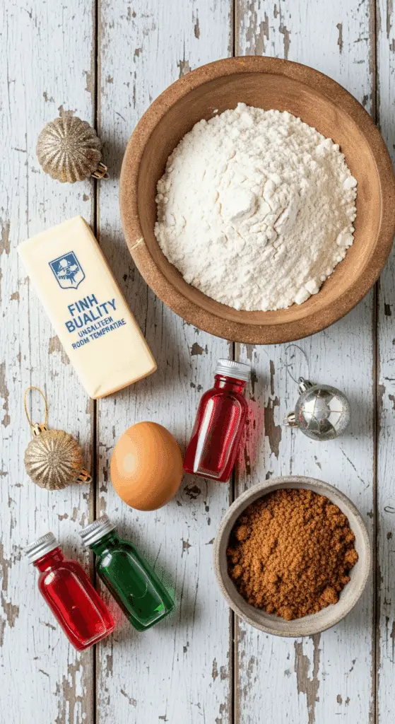 The simple, from-scratch ingredients for the classic and impressive Holiday "Grandma's" Pinwheel Cookies.